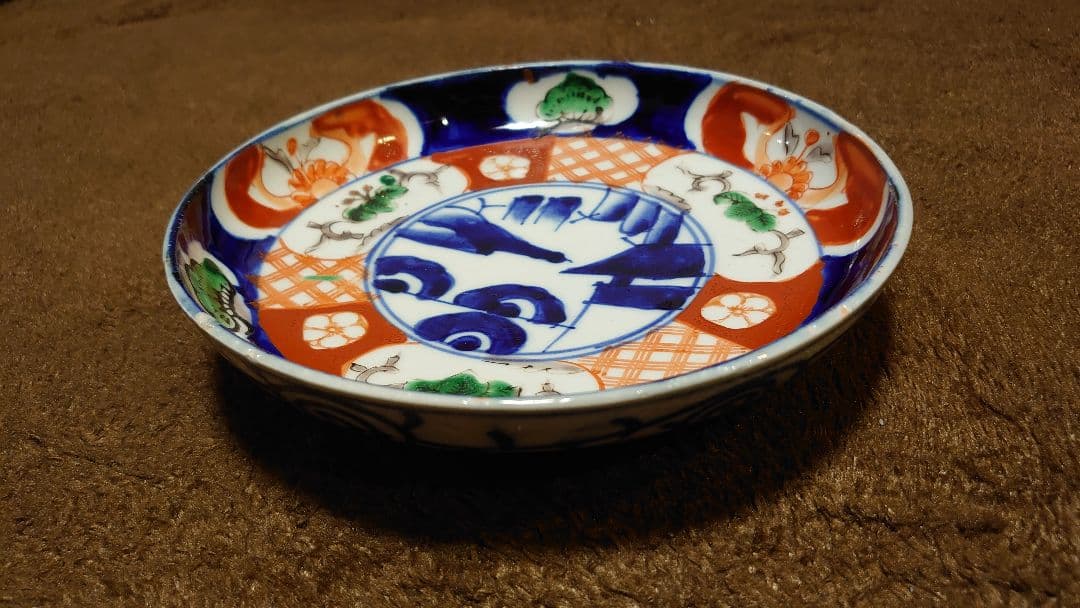古伊万里　伊万里　色絵　山水　中皿　蔵出し　1客