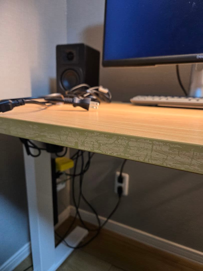 電動式昇降デスク　FlexiSpot　EF1セット(脚ホワイト/天板メープル)