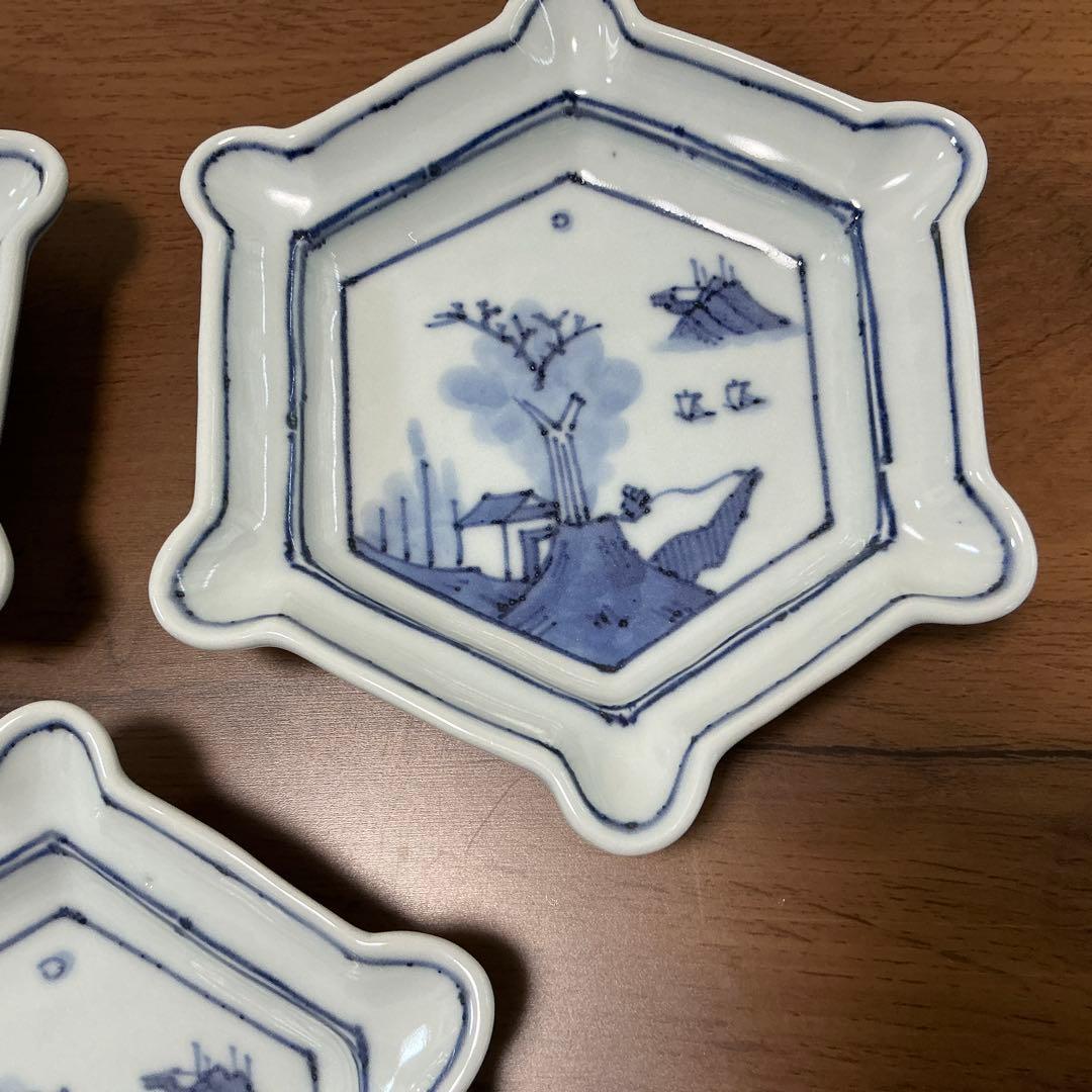 売約済み:川瀬満之　染付山水文六角　小鉢　(深皿) 美品　清水焼　2セット