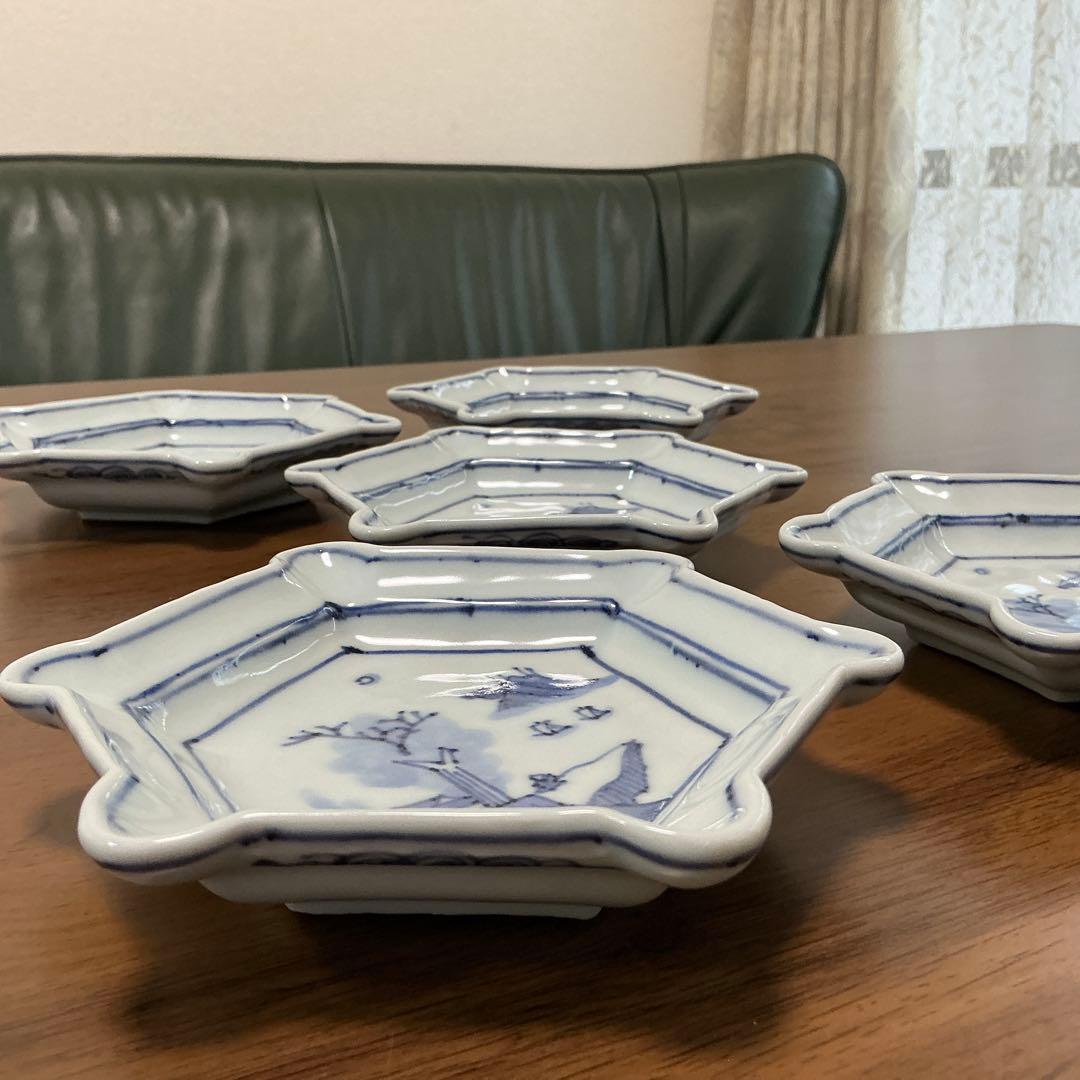 売約済み:川瀬満之　染付山水文六角　小鉢　(深皿) 美品　清水焼　2セット