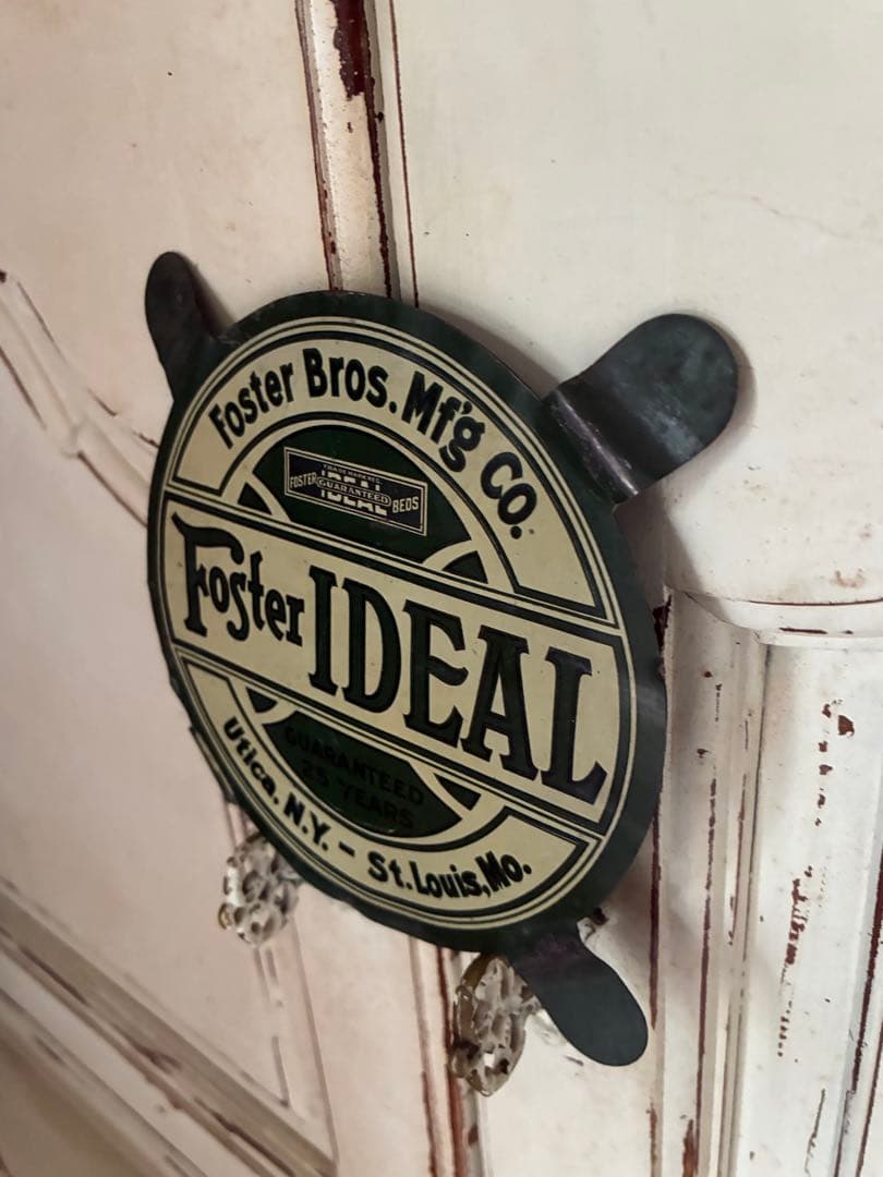 アンティーク　サイン　プレート　看板　文字沢山　丸型　深緑　アメリカ　レア