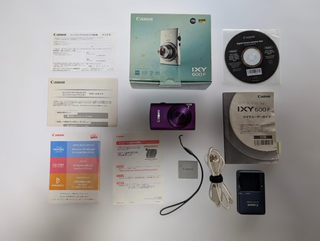 Canon IXY 600F パープル 完品 動作確認済み 元箱付 フルセット