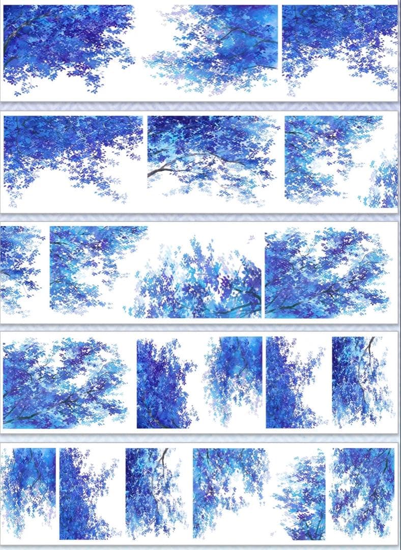 【9708】海外　マステ　5m巻　PETマスキングテープ　葉っぱ　夜　背景装飾系