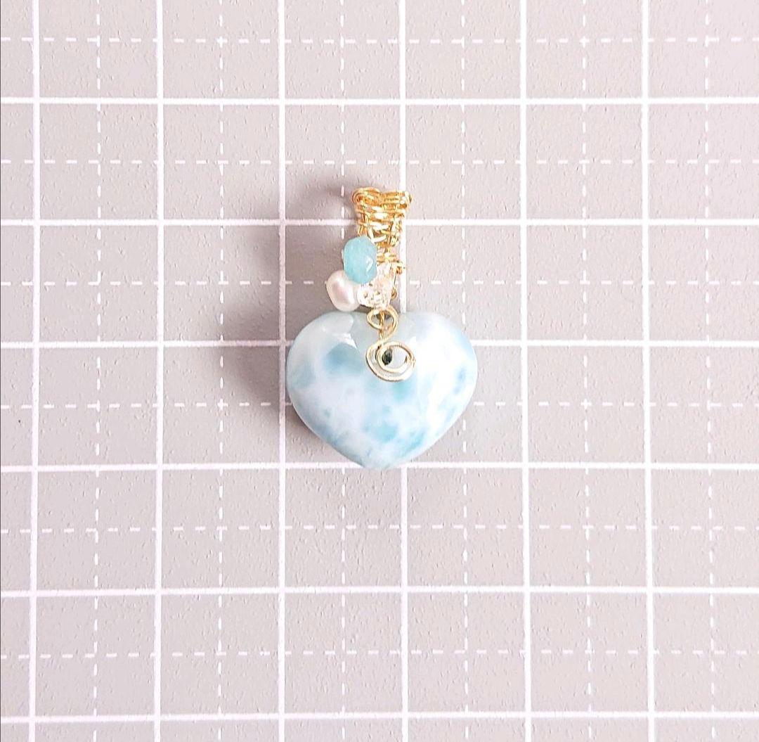 Sale❤ころんハート♡ラリマーペンダントトップ:B