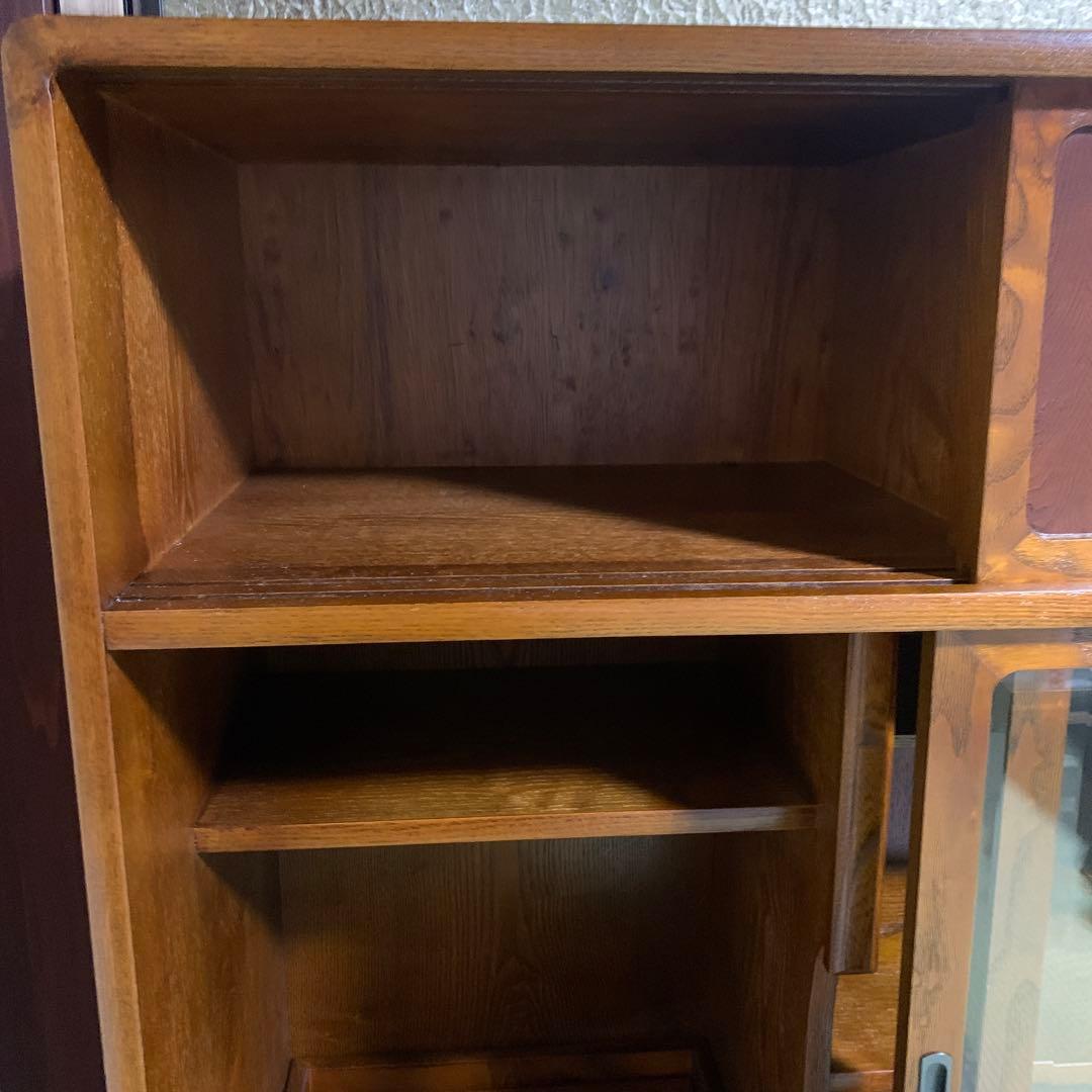 昭和レトロ　茶箪笥 水屋箪笥ガラス戸 和家具 アンティーク 収納棚 たのメル便
