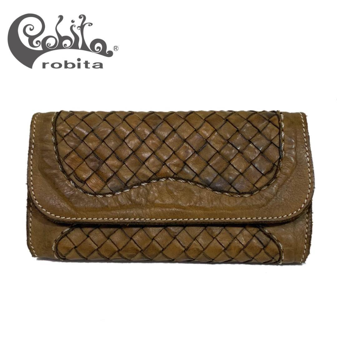 ■送無■未使用【robita】メッシュレザーロングウォレット 長財布 本革 箱付