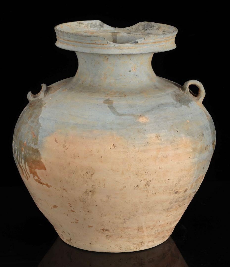 鎌倉時代 古瀬戸 灰釉双耳壺 高さ25.5cm 古陶 壺 花器 古美術 骨董品