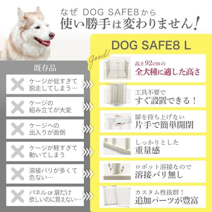 【展示品】DOG SAFE8L　ライトグレージュ　ペットフェンスサークル大型犬用