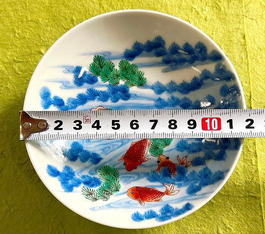 有田焼『金魚絵銘々皿( 5枚揃)』木箱付き・昭和アンティーク