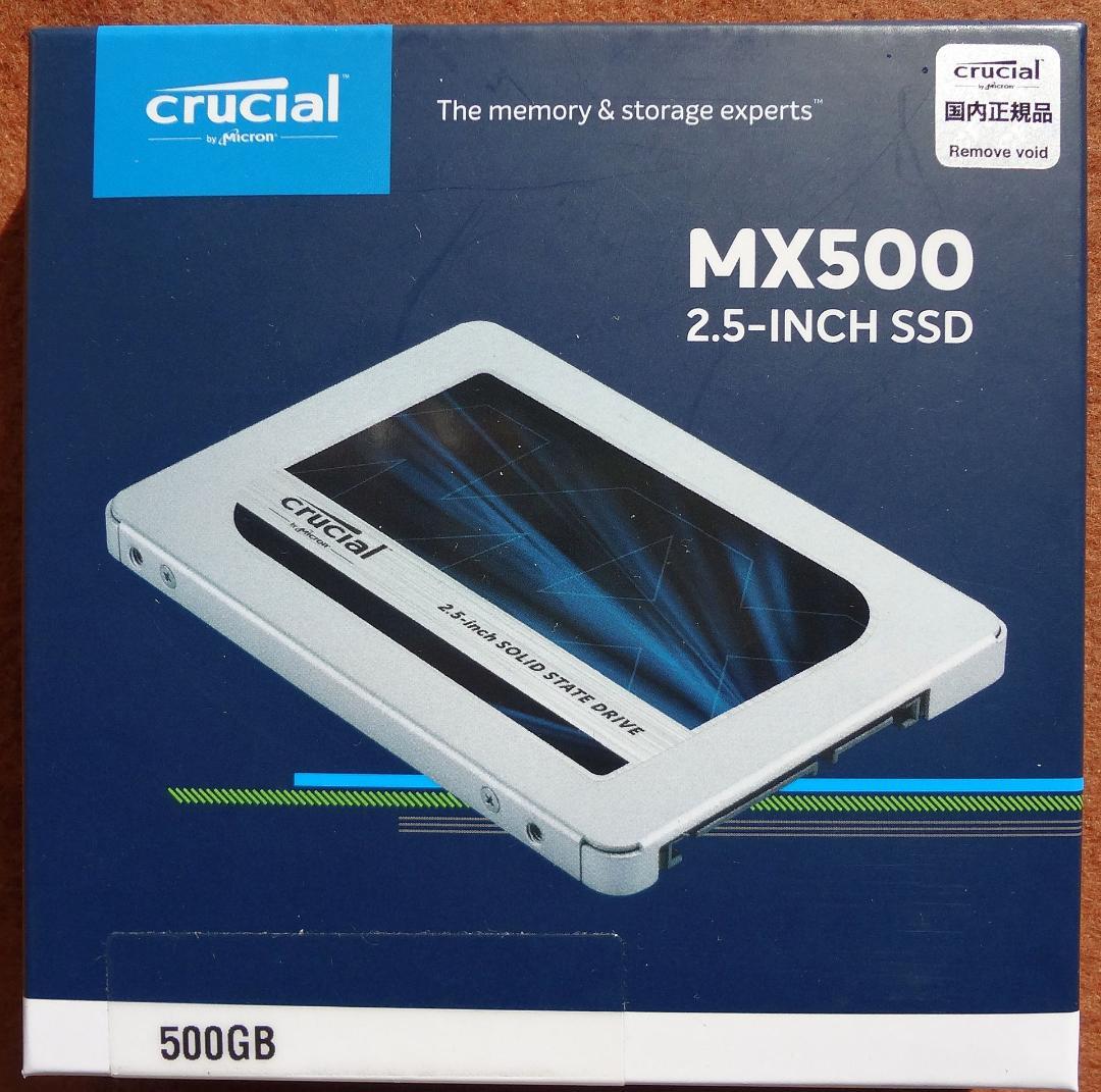 crucial MX500 500GB 2.5インチSSD【健康状態92%】