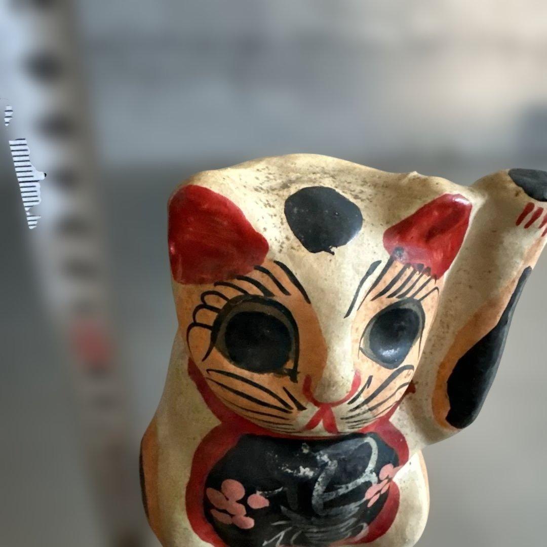 味のあるヴィンテージ　張子　招き猫 置物 伝統工芸品