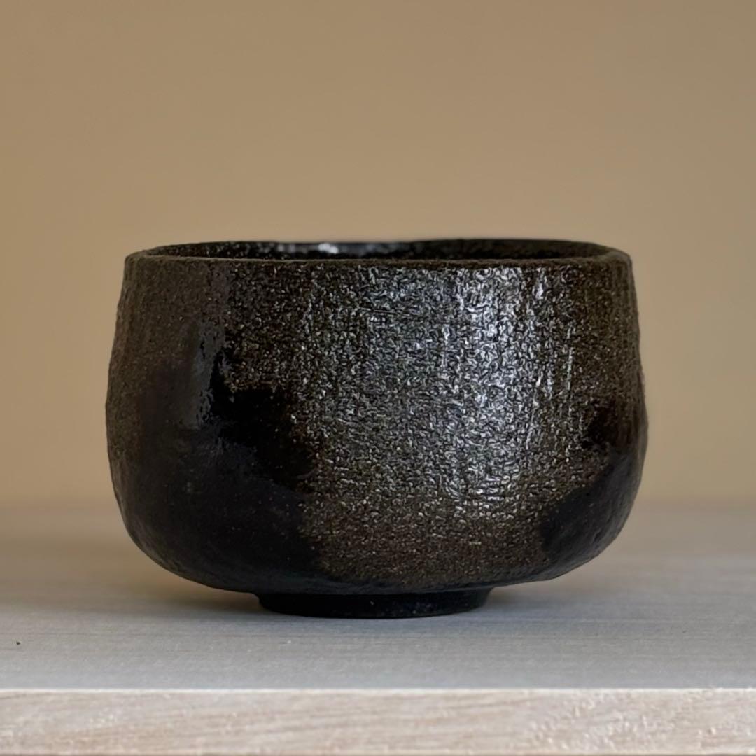 茶道具 茶器 光悦写 「時雨」茶碗 佐々木昭楽造 黒楽茶碗 共布 共布付 1個