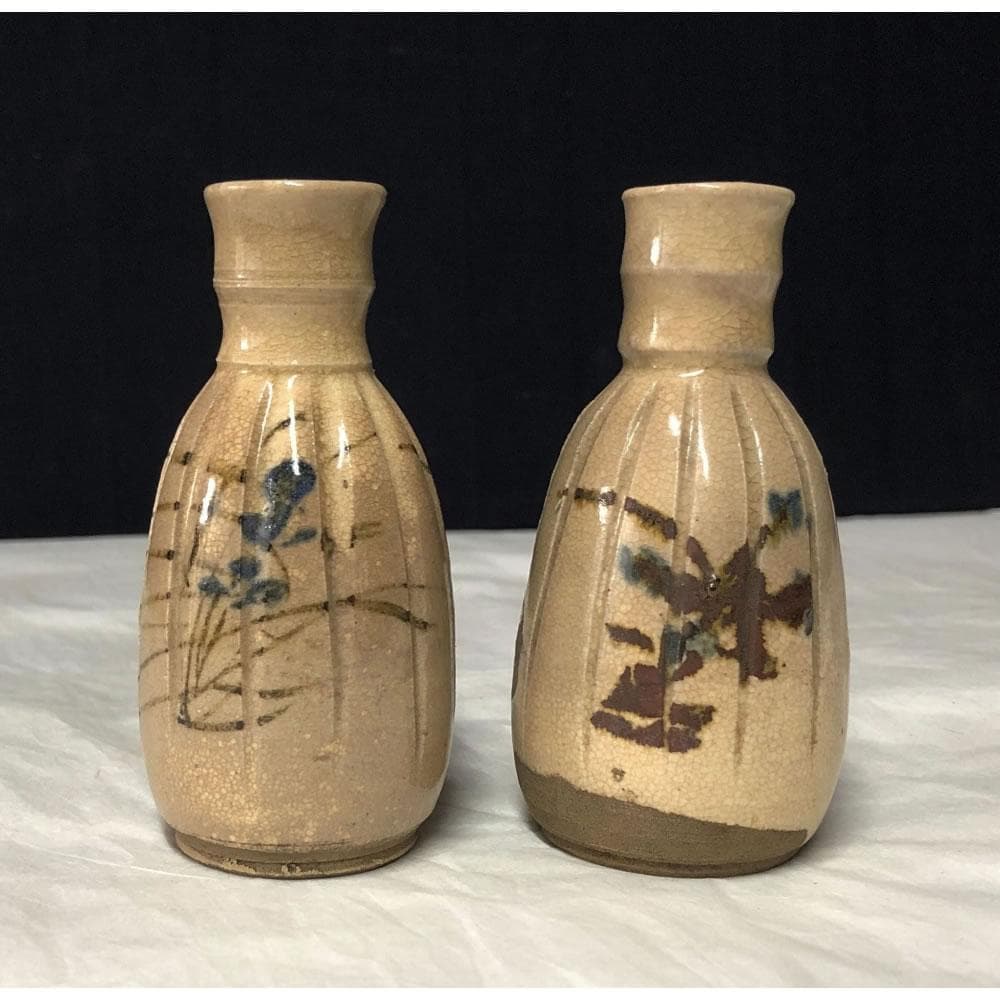 e2259 古清水 茶筅形 徳利 一対 高さ9cm 木箱入り 茶筅徳利
