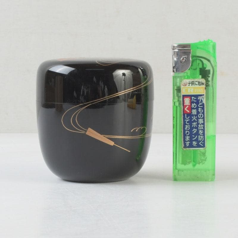 茶道具　輪島塗　前田光瑶作　扇面流し蒔絵　棗　共布共箱　V　A50