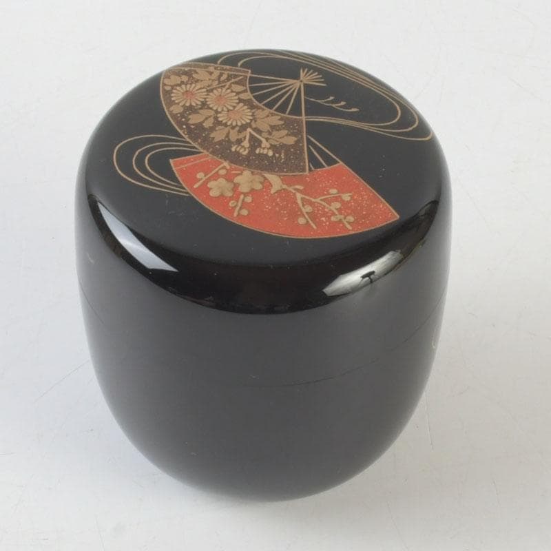 茶道具　輪島塗　前田光瑶作　扇面流し蒔絵　棗　共布共箱　V　A50