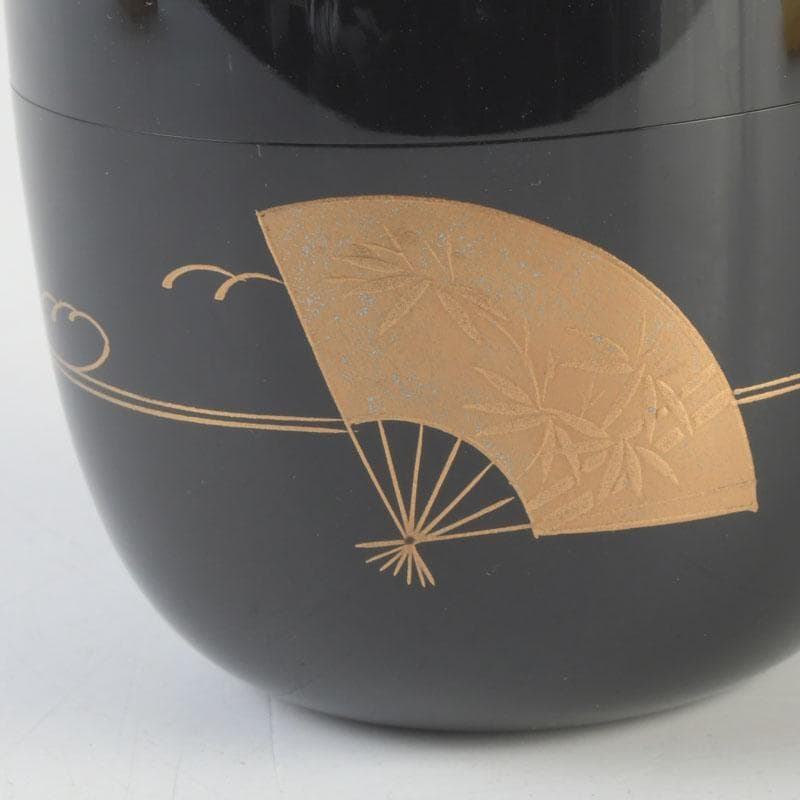 茶道具　輪島塗　前田光瑶作　扇面流し蒔絵　棗　共布共箱　V　A50