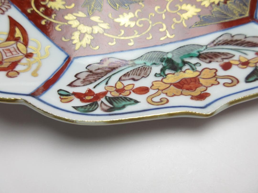 大聖寺伊万里 奇玉宝鼎之珍 金彩 色絵 花紋 芙蓉手 中皿 TN73 70724