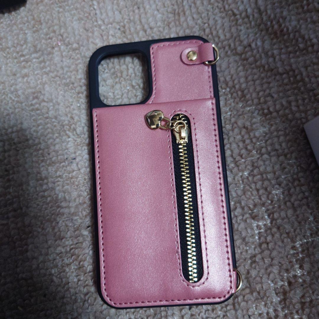 Apple iPhone 12ブラック＋ ピンクレザーケース