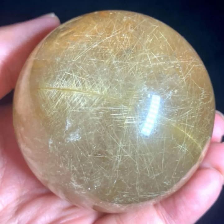 超大玉　61mm ゴールドルチルクォーツ　丸玉　スフィア　金針水晶