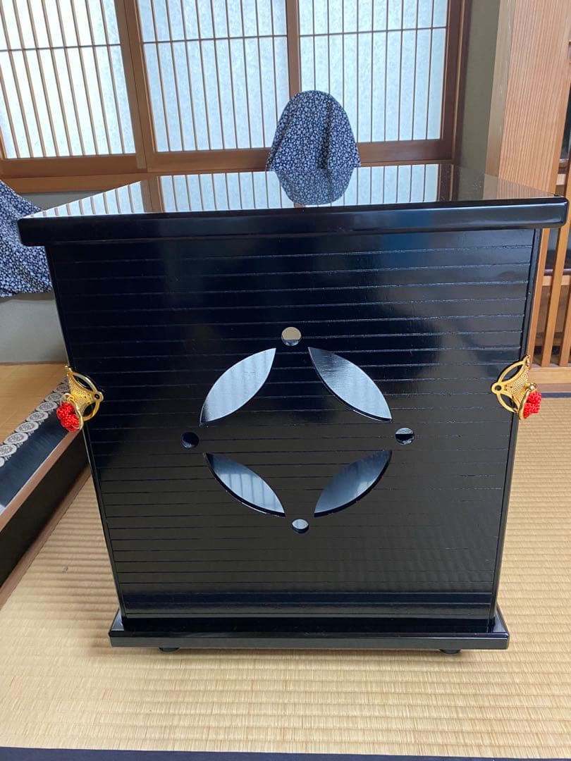 茶道具/御園棚セット① 立礼棚 裏千家 淡々斎好写 丸炉 電熱器 畳み椅子×2脚