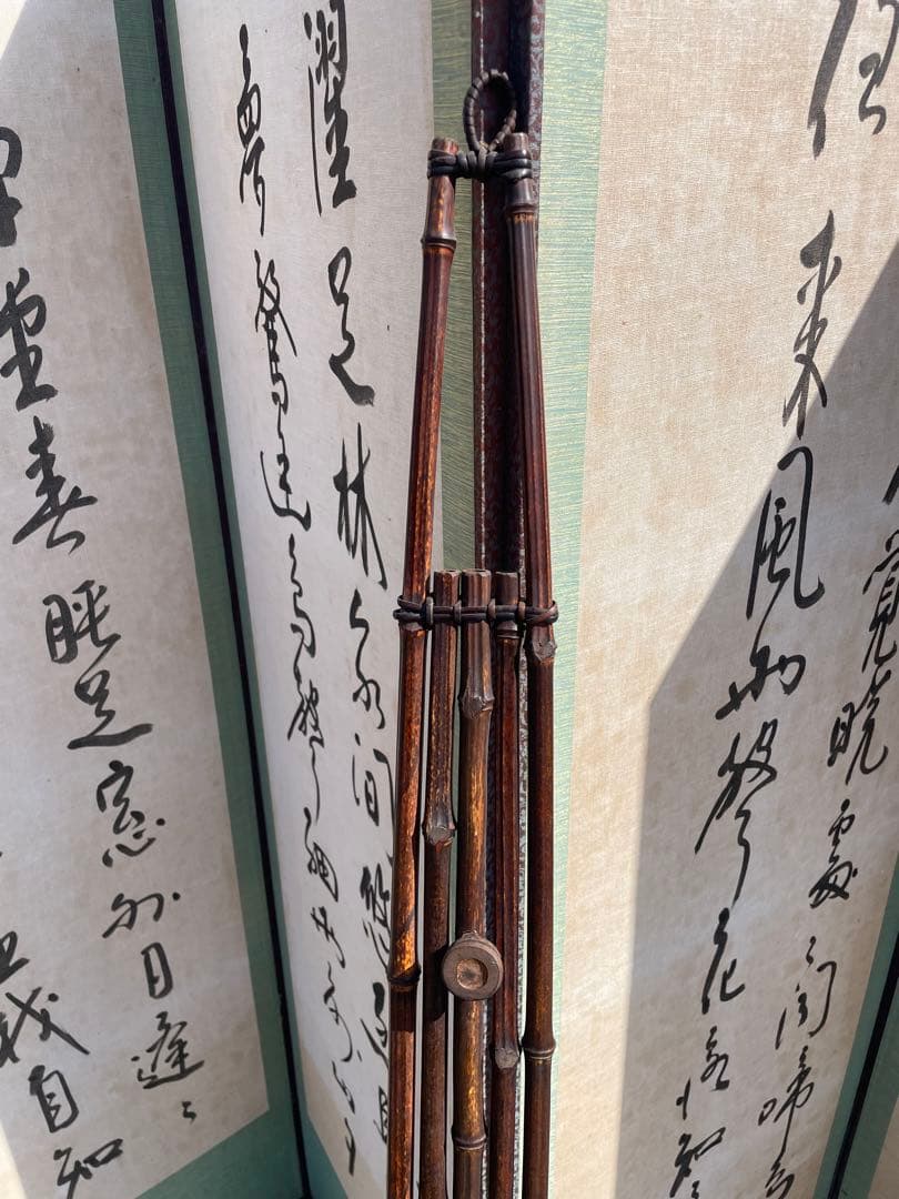美品　竹製 篠竹 垂撥 垂発 すいはつ すいばち 短冊掛 茶道具 華道具
