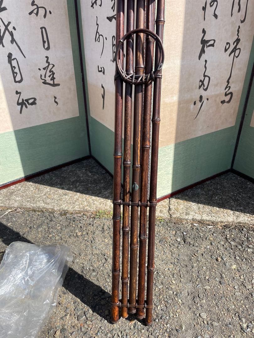 美品　竹製 篠竹 垂撥 垂発 すいはつ すいばち 短冊掛 茶道具 華道具