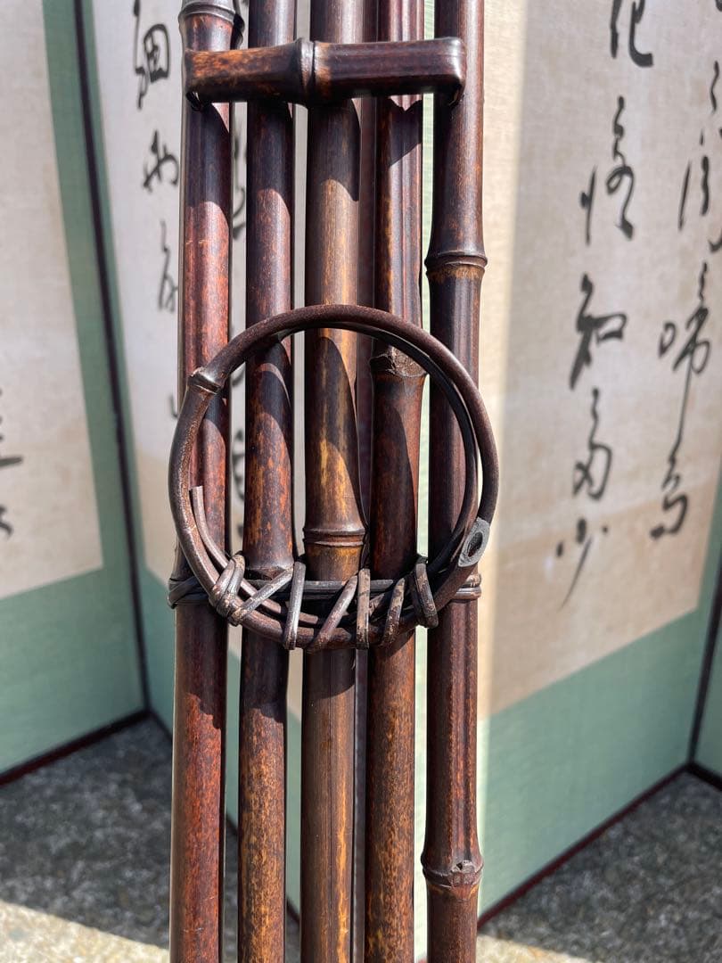美品　竹製 篠竹 垂撥 垂発 すいはつ すいばち 短冊掛 茶道具 華道具