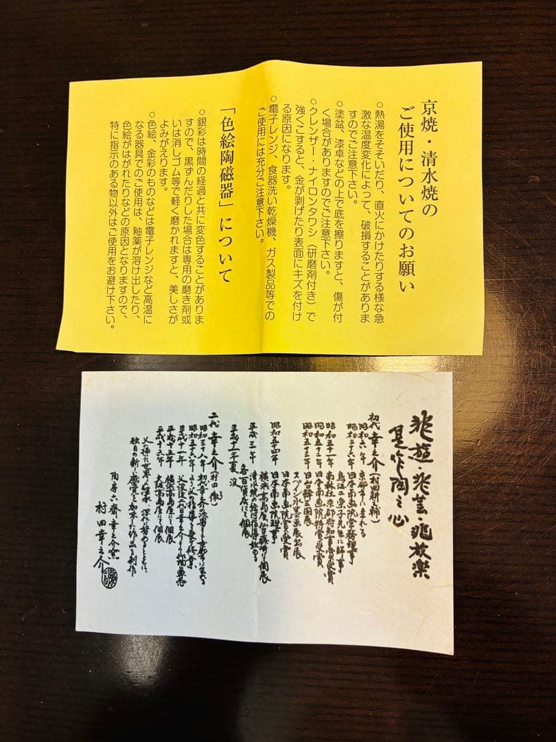 清水焼 村田幸之介 六齋窯 網　湯呑 手描き 染付