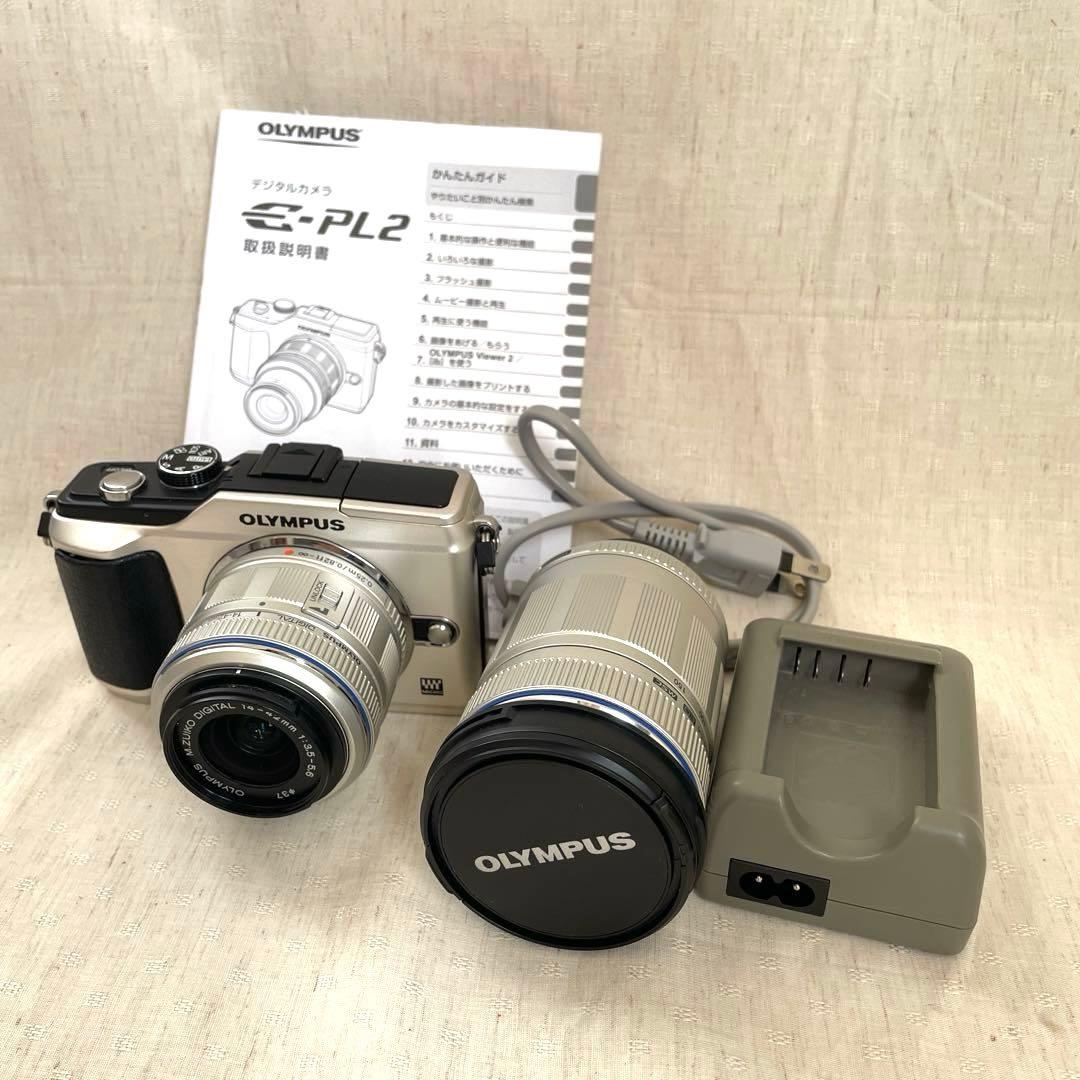 OLYMPUS PEN E-PL2 ミラーレス一眼 ダブルズーム※キャップ欠品