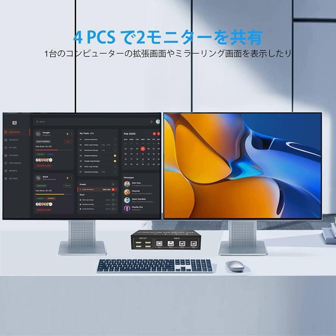 4ポートデュアルモニター kvmスイッチ DP KVMスイッチ HH5