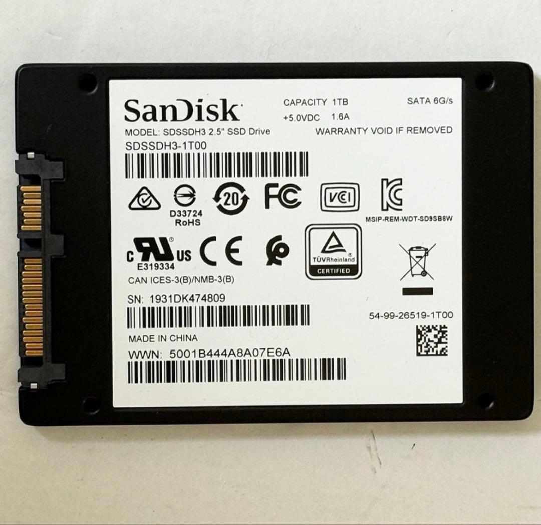 Sandisk Ultra 1TB 2.5 SATA SSD 644回 美品