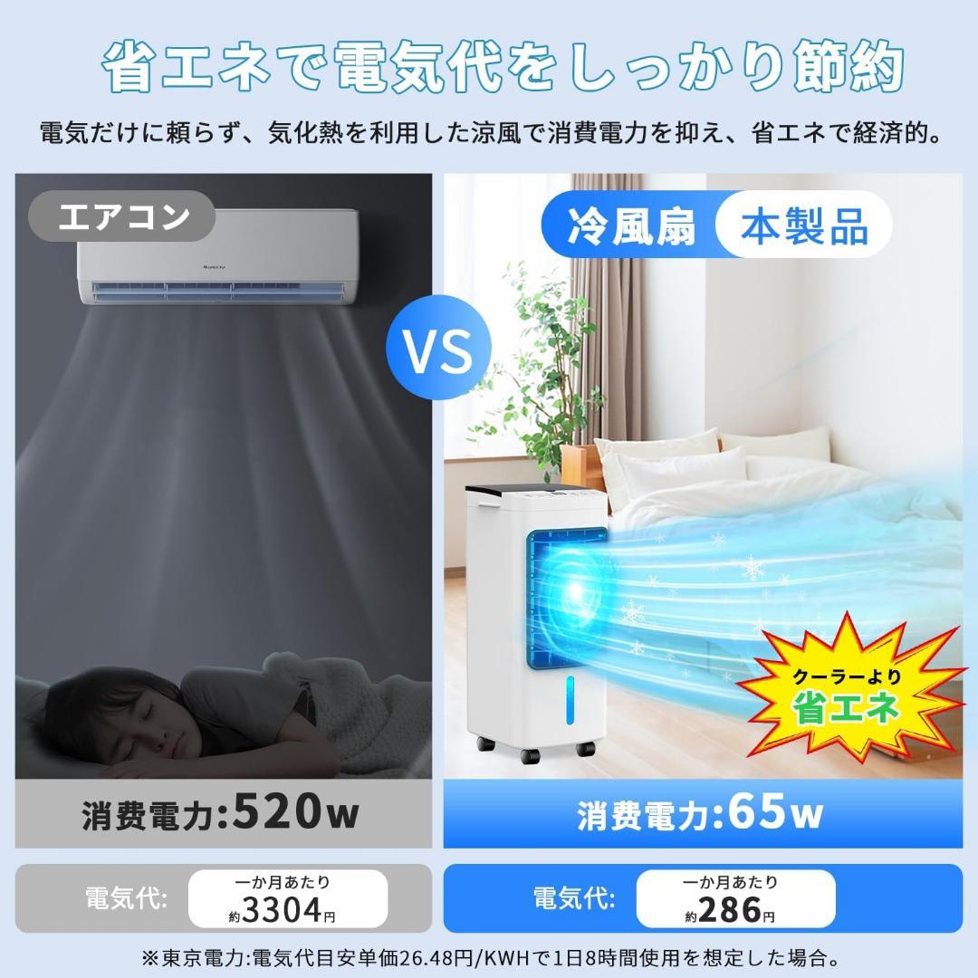 冷風機 冷風扇 スポットクーラー　冷房 強力送風 6.0L 自動首振り　氷入れ