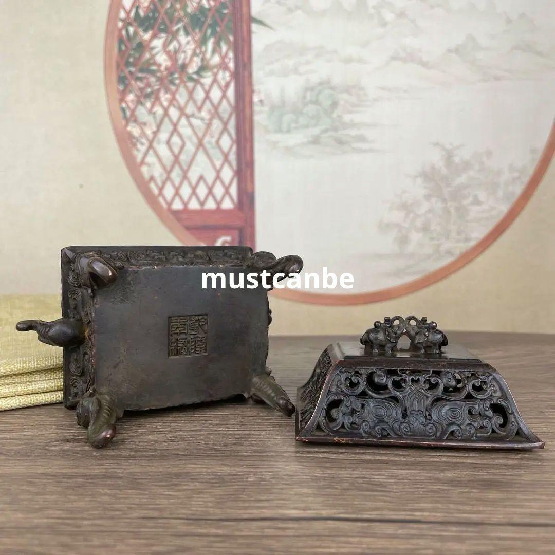銅製 香炉 四足獣紋薫炉 室内薫炉 茶道具 香道具 装飾品 工芸品 置物