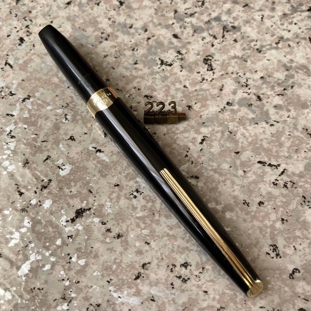 #223 オーバーホール済み 万年筆 プラチナ 象嵌 ポケット ショート18k