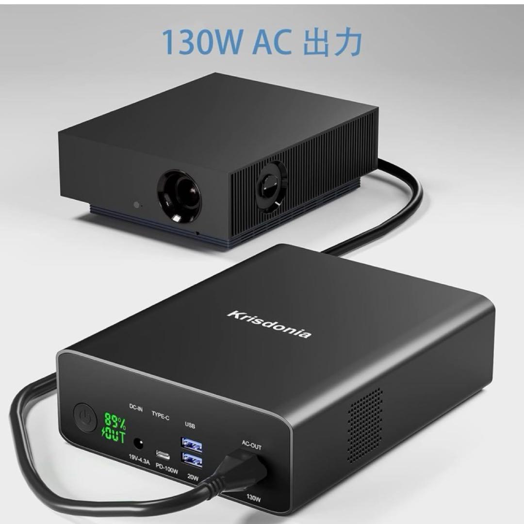 【80000mAh】ポータブル電源 大容量 モバイルバッテリー130W AC出力