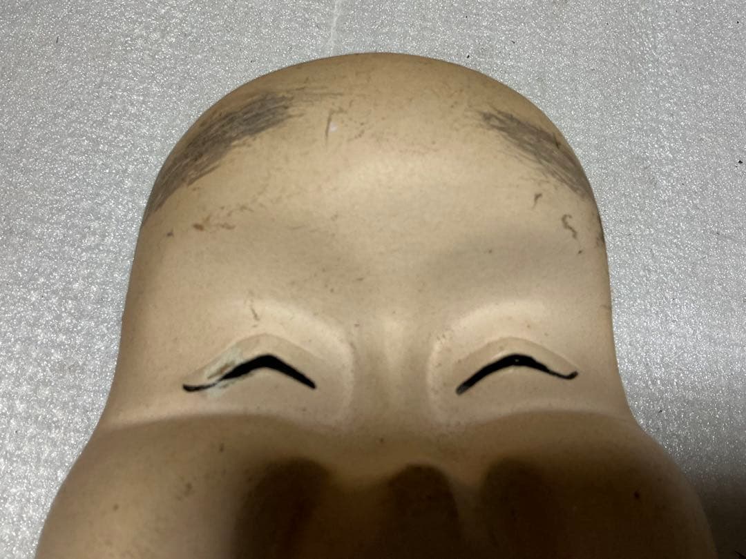 オカメさんのお面／木製。神楽用【中古品　縦／19センチ】。