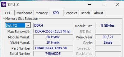 SK Hynix DDR4 8GB 2666MHz 純正メモリ