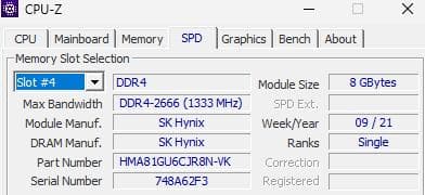 SK Hynix DDR4 8GB 2666MHz 純正メモリ