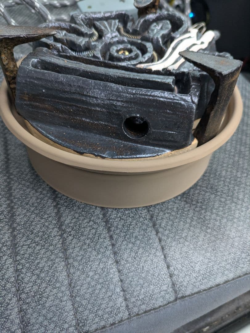 USED 茶道具 元祖 野々田 黒 紅鉢 F421 電熱 風炉型 炭形ヒーター