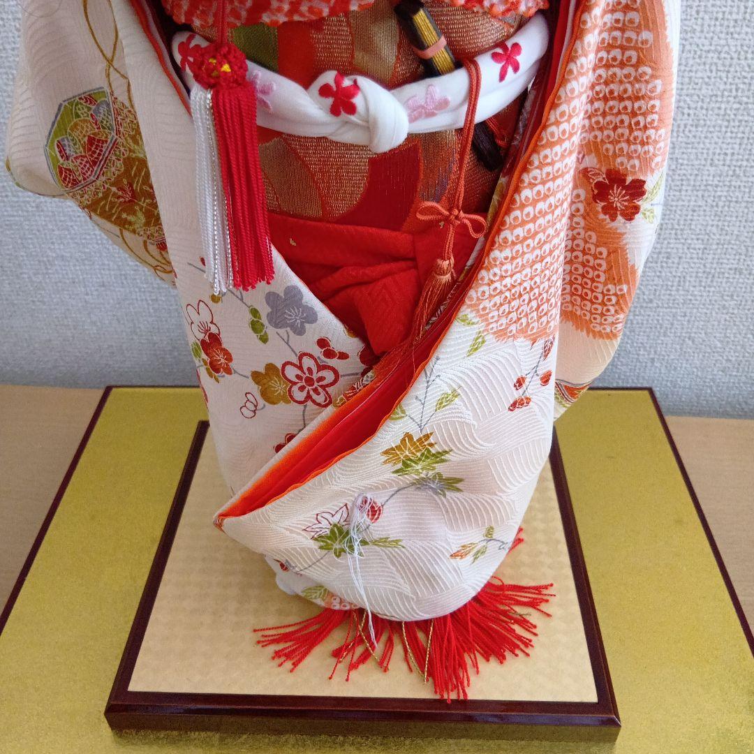 市松人形 赤白衣装高さ43cm横26cm 台縦18.5cm 横21.5cm