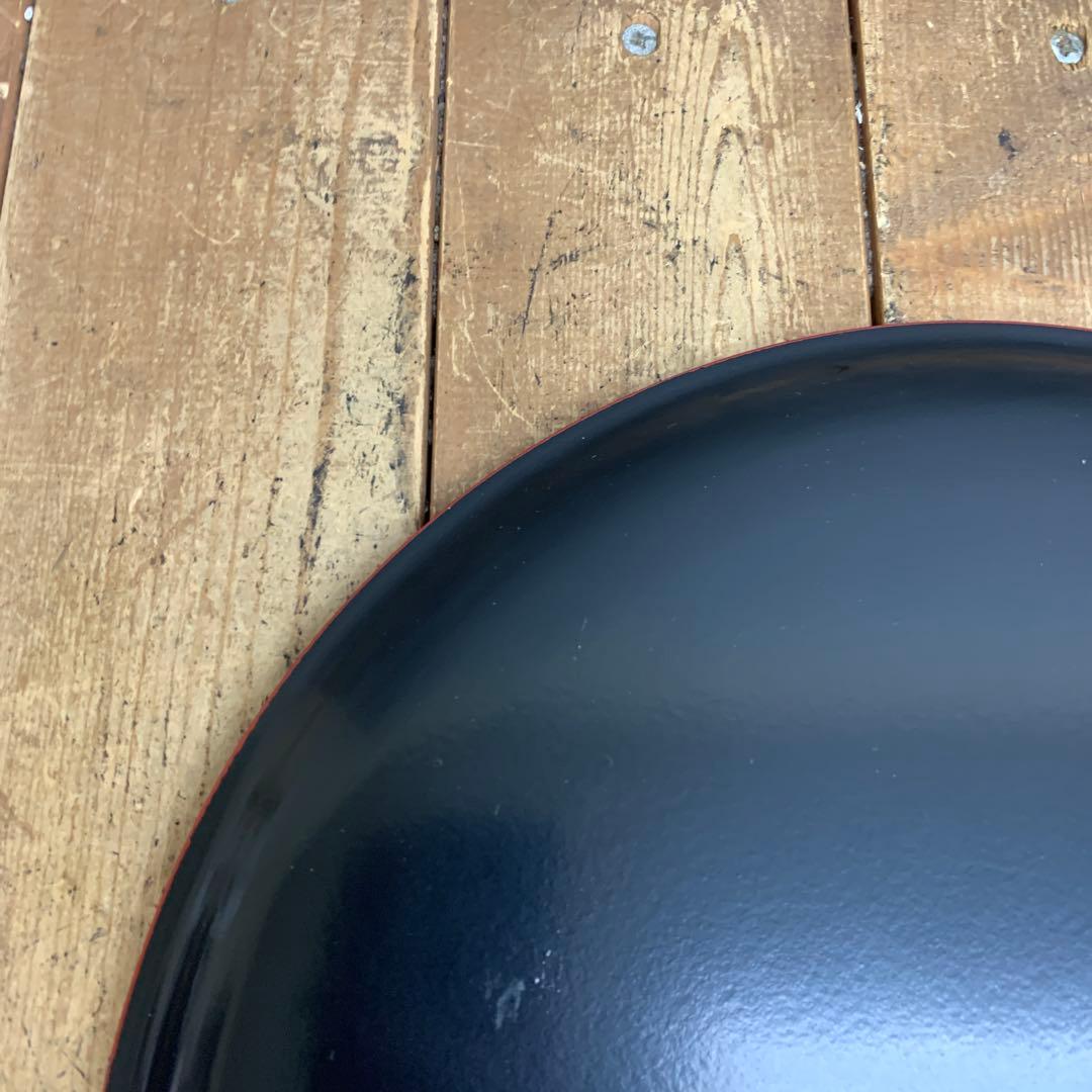D-5 【美品】木製 漆器 丸盆 南天 蒔絵 直径30cm 黒塗り 朱縁 縁起物