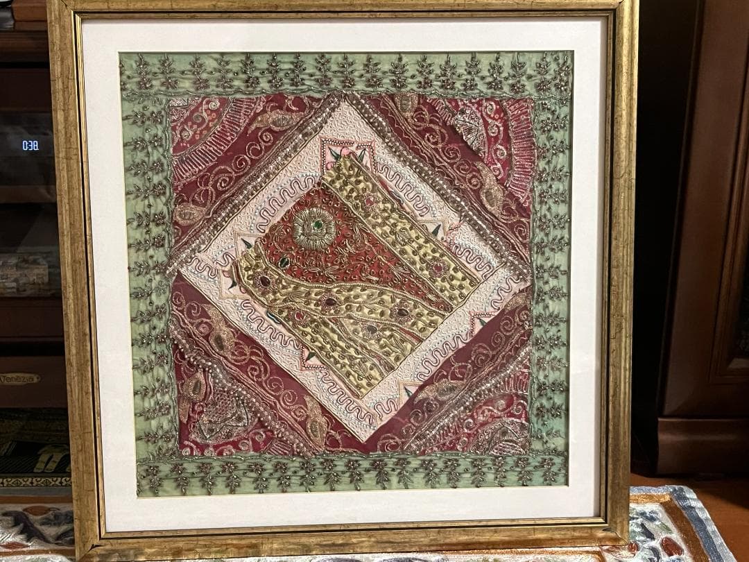希少インド刺繍額インテリア・コレクション アンティーク　アジアン雑貨