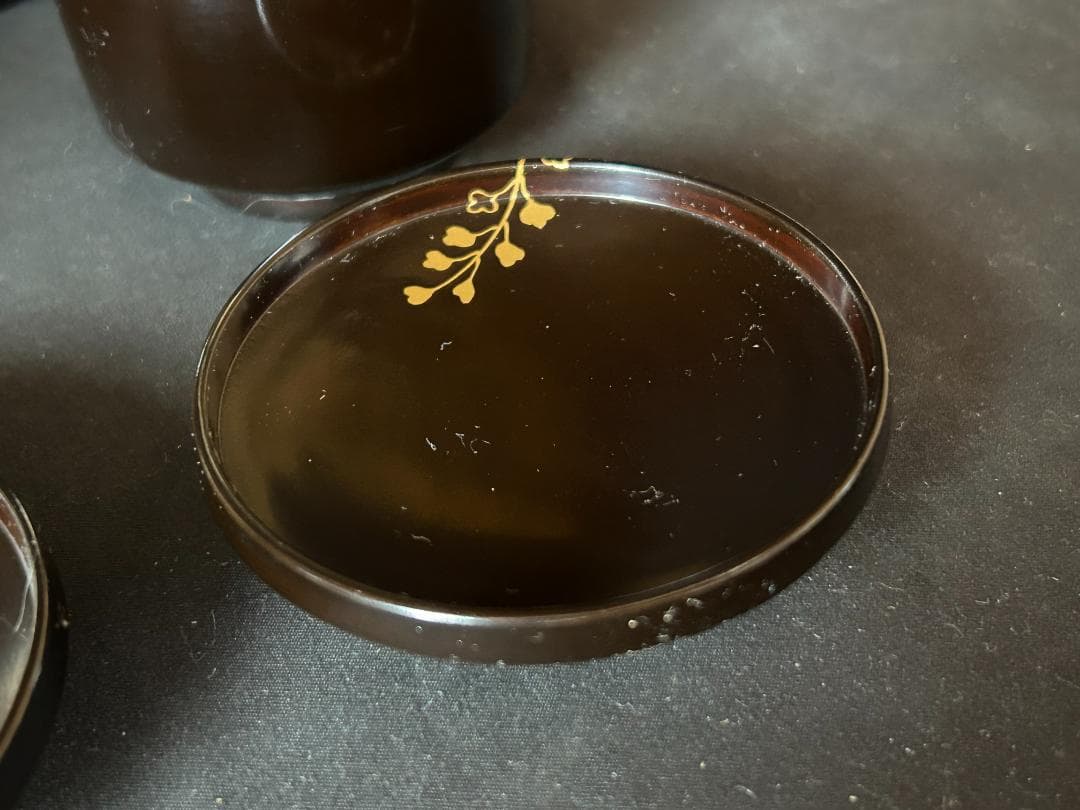 塗師 金森春次造 黒塗 桐蒔絵 長一口椀 5客 共箱 茶懐石道具 小吸物椀