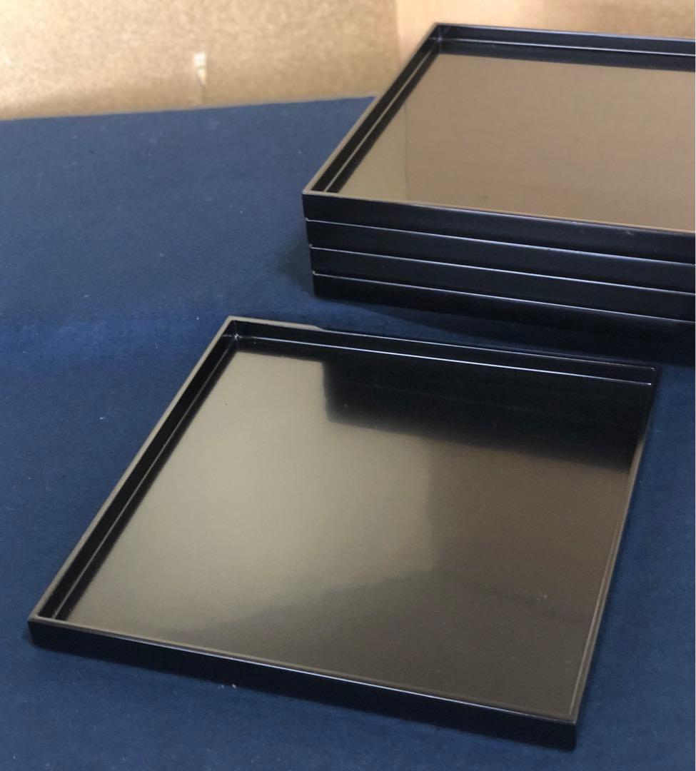 割引❗️《R》黒塗 懐石膳5客 四方膳 木製漆器 木箱　260216け3