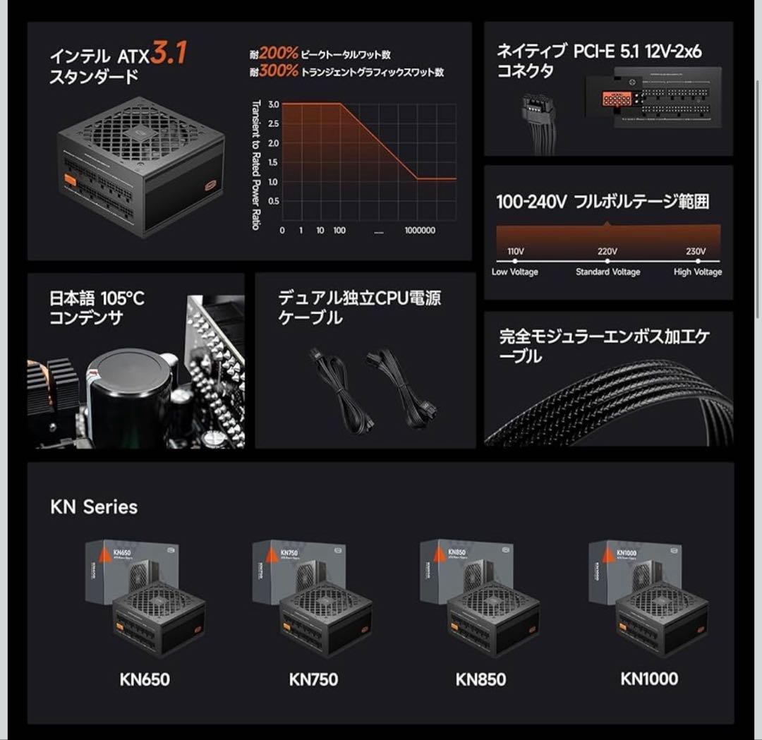 【新品未使用】完全モジュラー電源ユニット　1000W