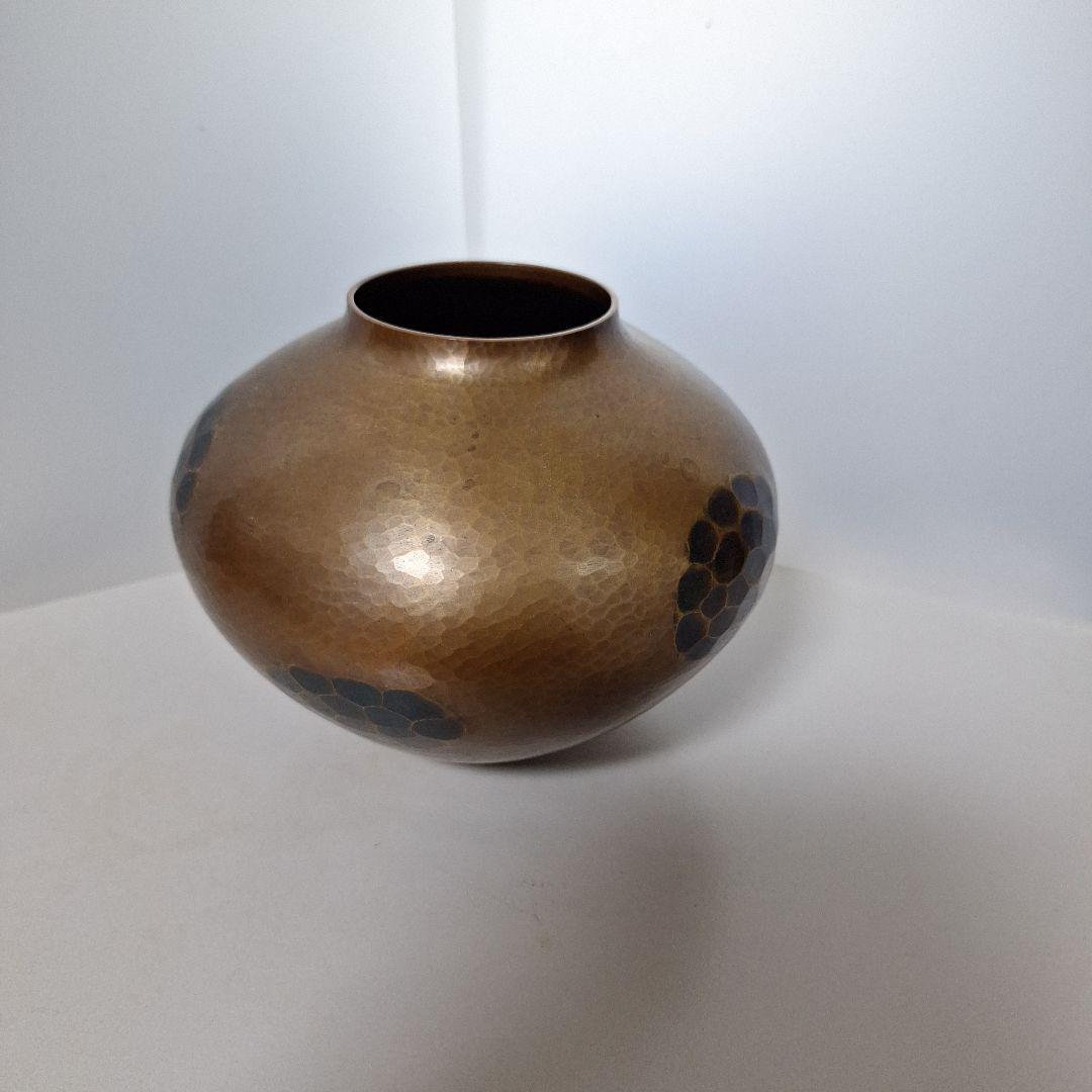 玉川堂　亀甲文　銅製花器　　国無形文化財　 鎚起銅　　中古