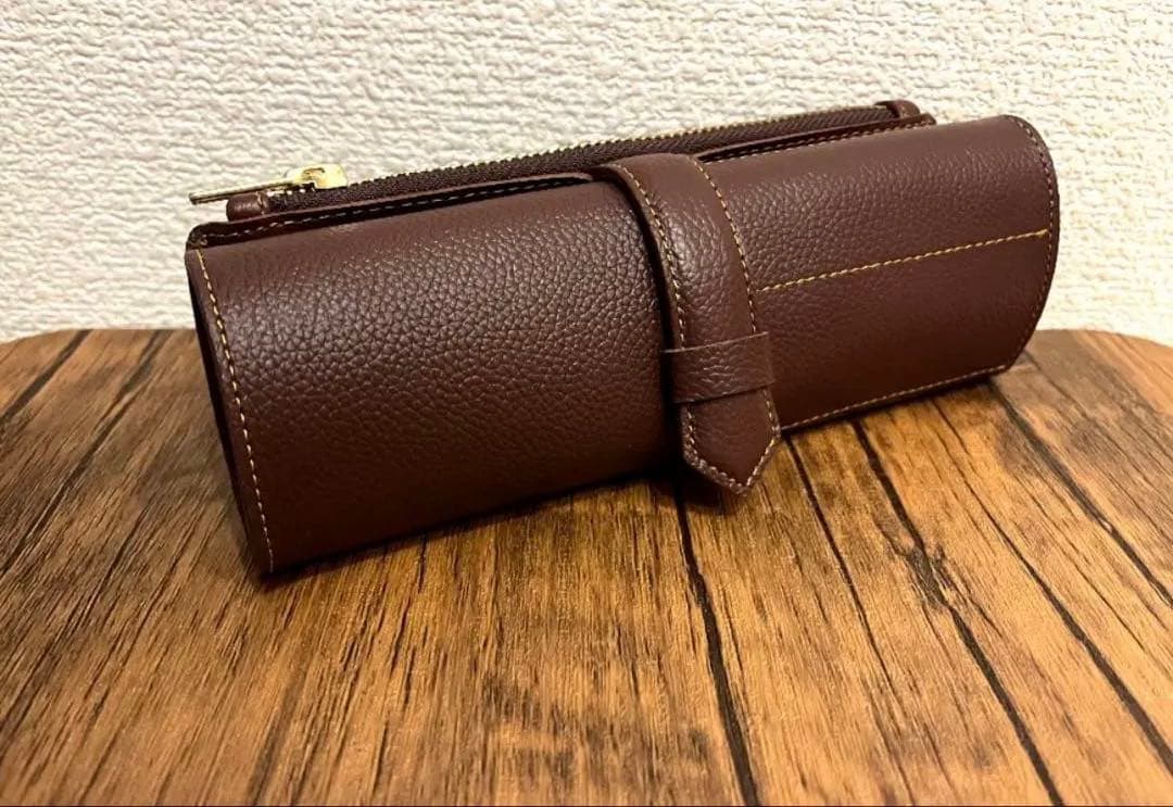 バハギア ロールペンケース ダークブラウン