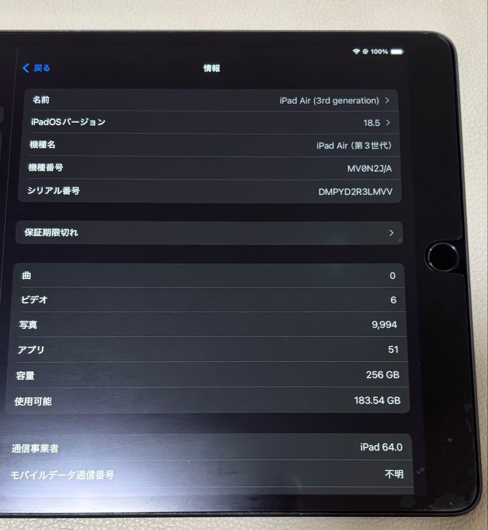 iPadAir3第3世代256GB Wi-Fi+Cellular スペースグレー
