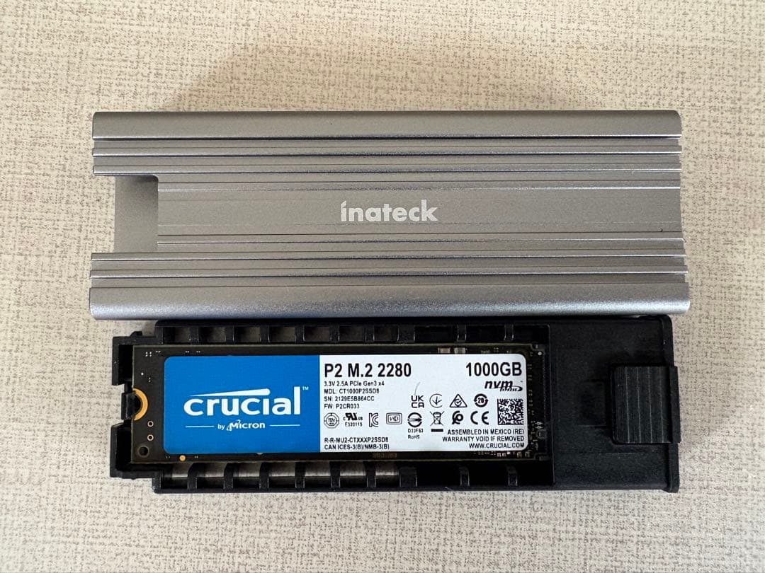 crucial P2 M.2 2280 SSD 1000GB ケース付き