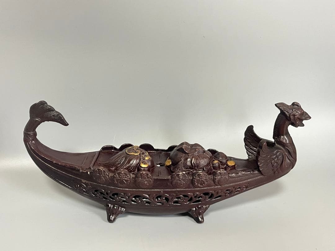 宝船 置物 縁起物 美術鋳物 高さ約40cm 重さ約3.4kg 送料込